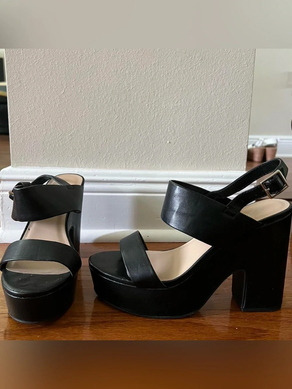 Black Platform Block Heel Sandals - Women